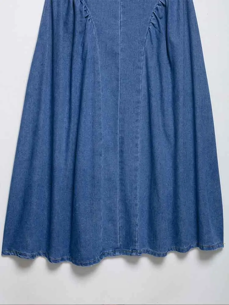 Vestido vaquero de cintura alta con espalda descubierta, diseño versátil, temperamento a la moda para mujer, estilo europeo