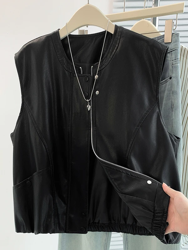 Loose Women's Sleeveless Jacket Fashionable Korean Style Vest Autumn Versatile Top No-Tag Brand Other Material Regular Length...