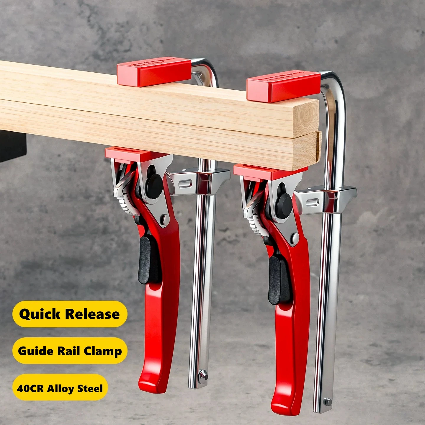 Heavy Duty Quick Release Ratchet Guide Rail Clamp Carpenter F Clamp Track Clamp with Anti-Slip Pad for MFT Table & Guide Rail