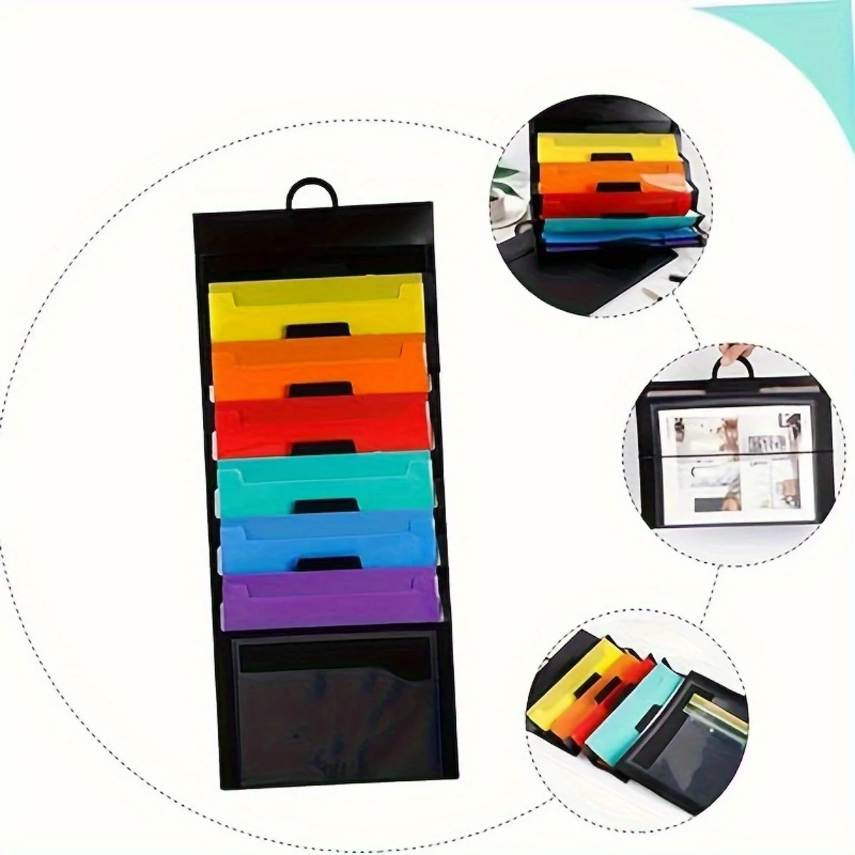 A4 グラデーションカラーファイルフォルダー 1 個 - 家庭/学校/オフィス用の 6 ポケット拡張可能なオーガナイザー (マルチカラーハンギングドキュメントホルダー)