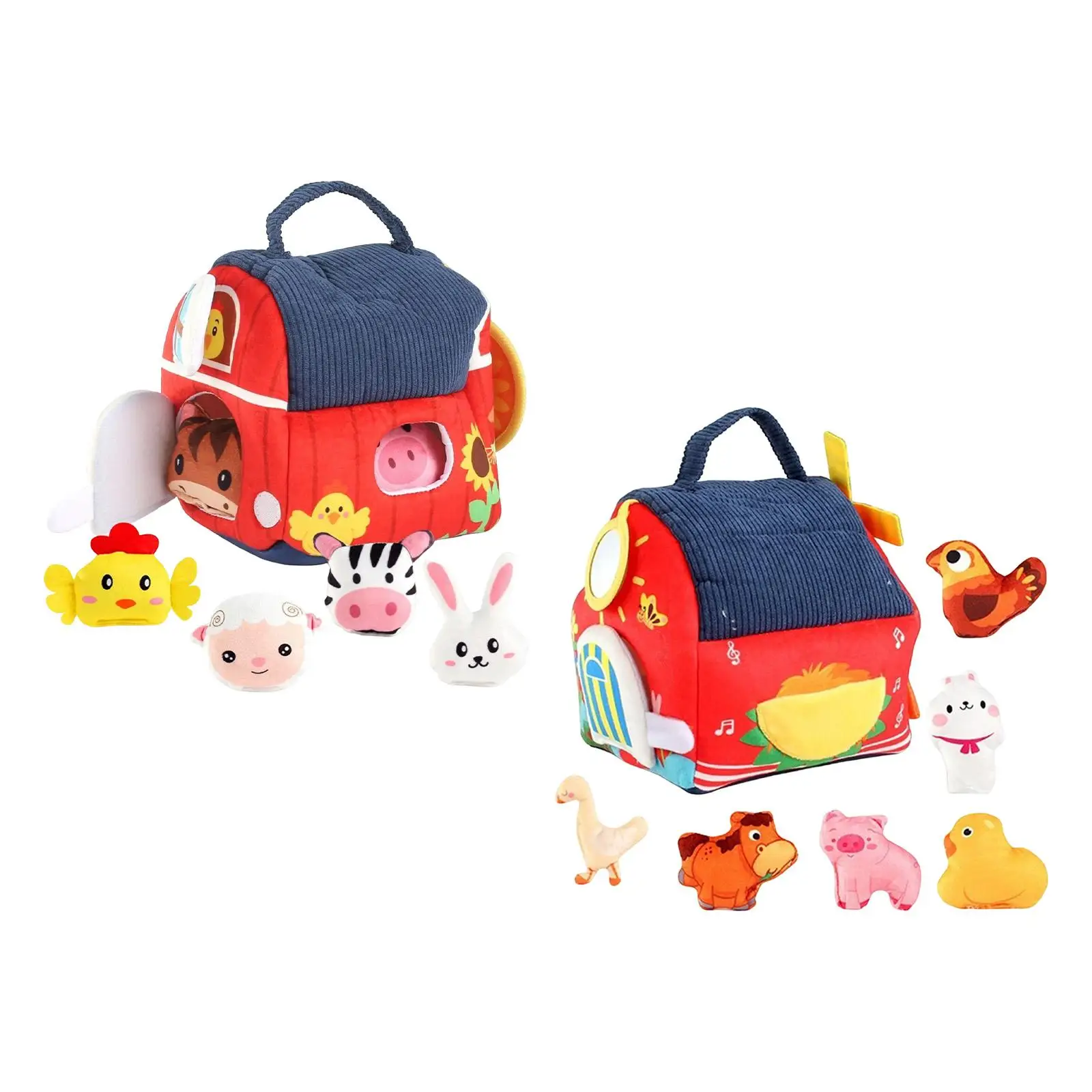 Juguetes de animales de granja, juego de peluche, juguete de educación temprana, animales de peluche para 0-6 6-12 meses