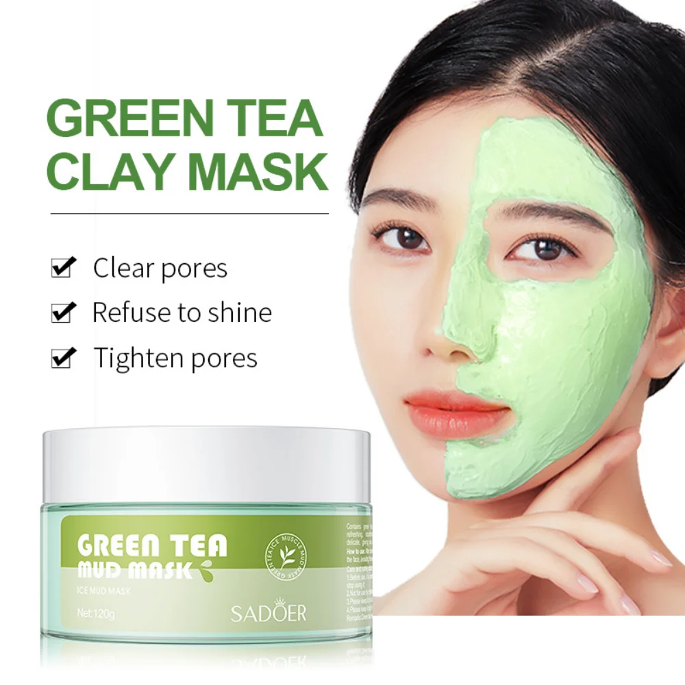 

Green Tea Mud Mask 100g Hydrating Moisturizing Oil Control Acne Cleansing Mung Bean Mask Moisturizing Acne-treatment Skin Care