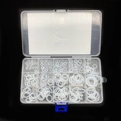 225PCS VMQ White O Ring Gasket Silicone Food Grade O-Rings Silicon Ring High Temperature Gasket Kit Set Box Ring