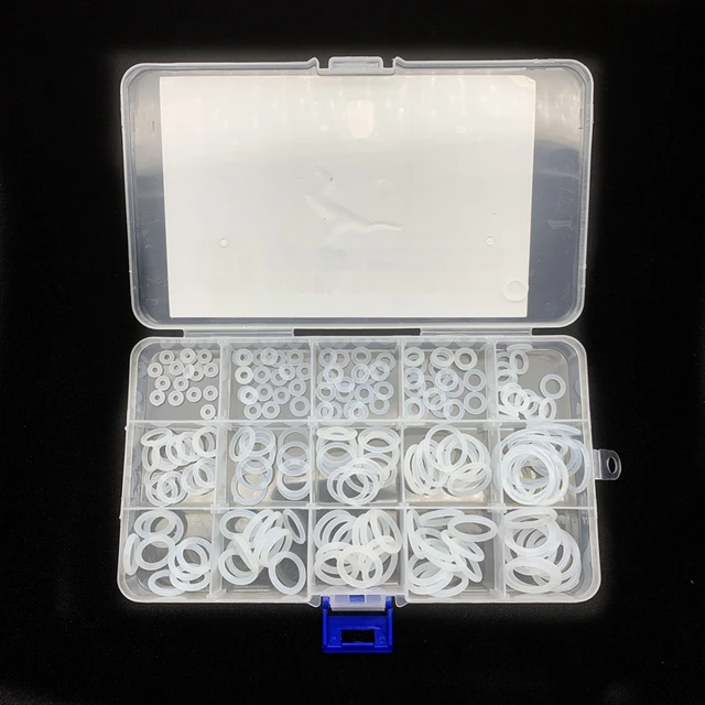 225PCS VMQ Biały O-ring Uszczelka Silikonowe O-ringi spożywcze Pierścień silikonowy Zestaw uszczelek wysokotemperaturowych Pierścień pudełkowy