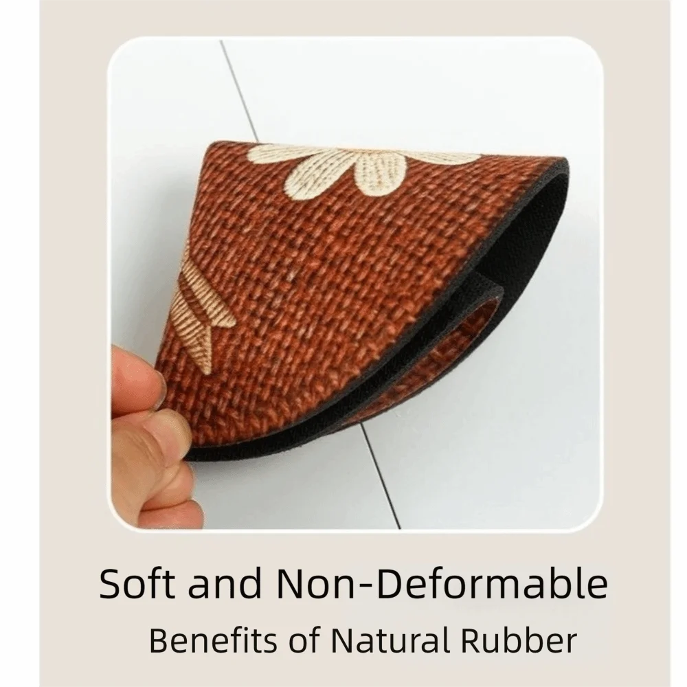 Flower and Bird Print Round Coaster Heat Resistant Imitation Weaving Anti Scalding Table Mat Anti Slip Heat Insulating Trivets