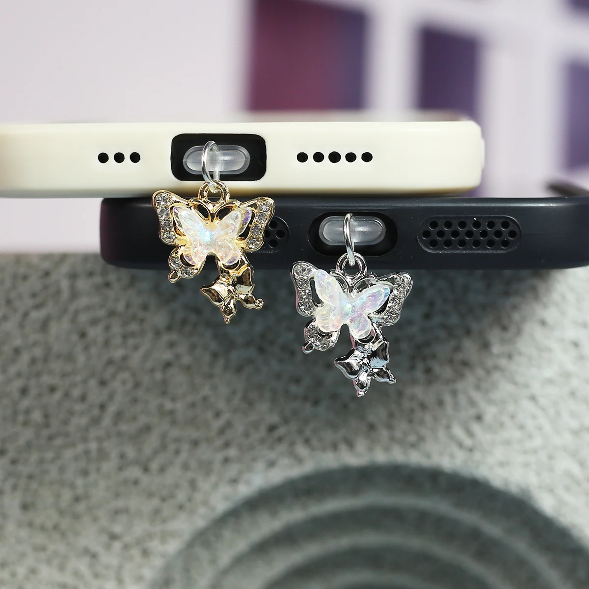 Mother and Child Butterfly Beautiful Phone Dust Stopper Accessories Pendant Decoration Suitable for iPhone for Samsung Type-C