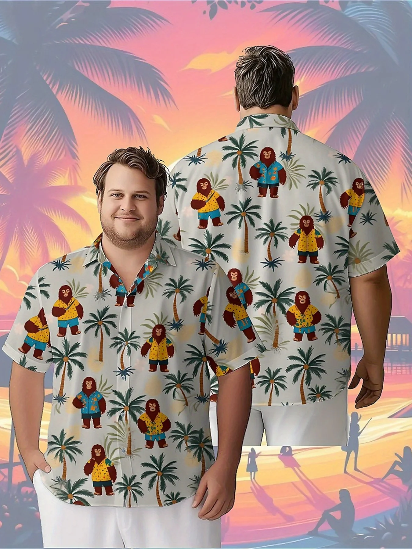 

Men's Plus Size Hawaiian Shirts Colorful Monkey Theme pattern,Unisex Baggy Aloha Shirts,summer Alternative Clothing