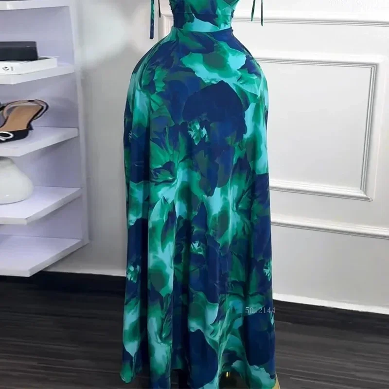 Abito lungo Dashiki Tie Dye da donna senza maniche altalena lungo estate 2025 abito da sera sexy per feste da club