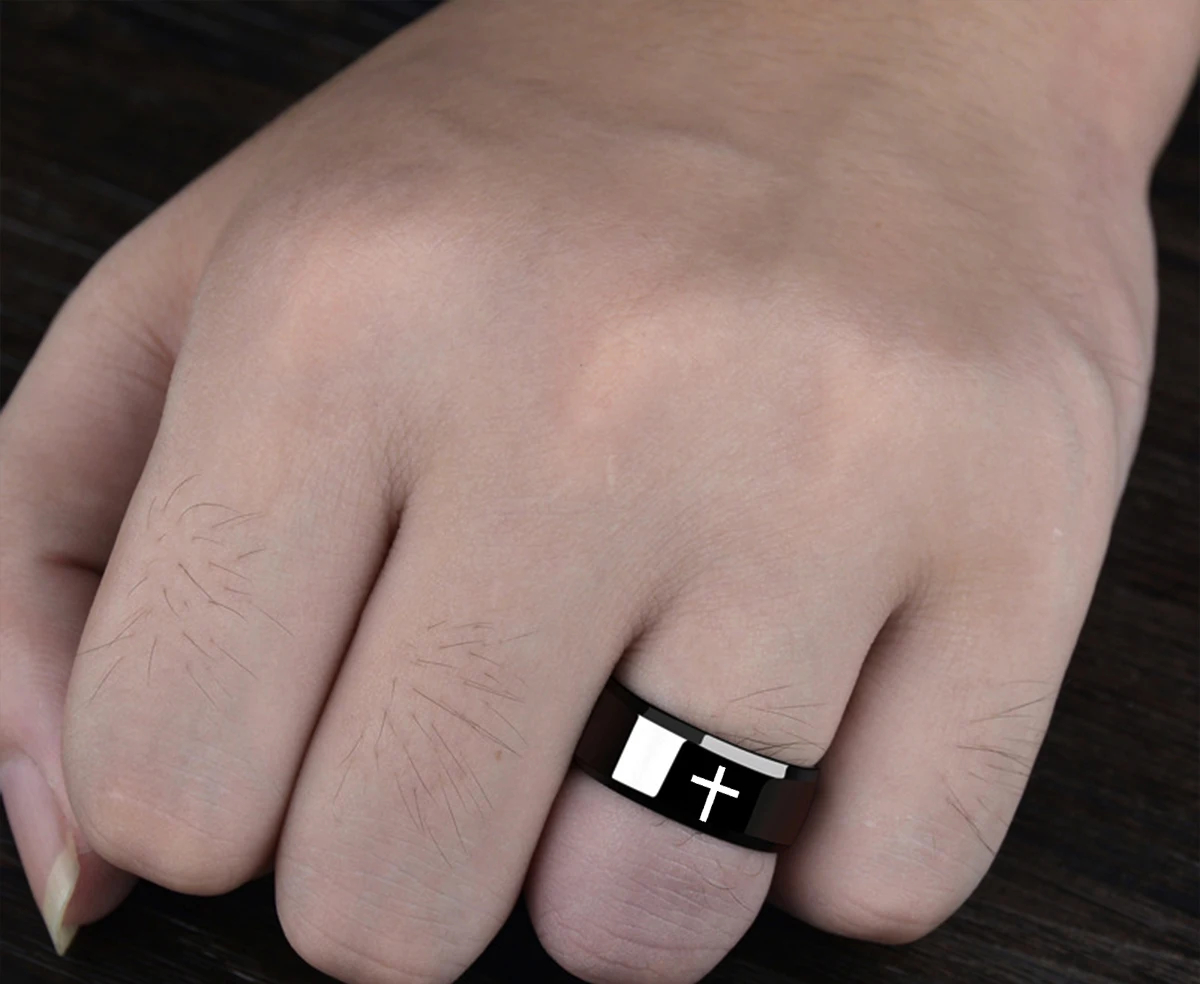 New Fashion Stainless Steel Ring For Women Black Jesus Cross For Men Casual Y2K Fashion Gothic Jewelry Gift