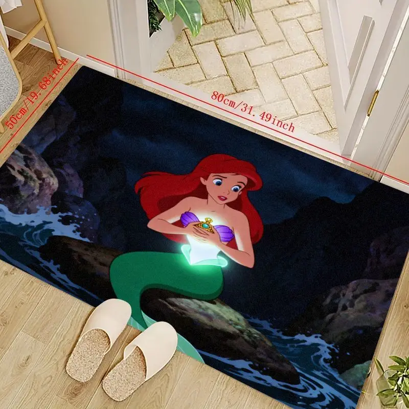 

1PC Disney Princess Ariel Carpet for Bedroom Living Room Home Decor, Large Soft Floor Mat for Kids, Beautiful Under the Sea Merm