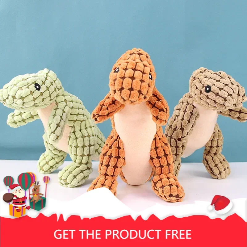 Pet Dogs Plush Toy Wear-resistant Squeak Sound Cute Dinosaur Toys For Cleaning Teeth Big Puppy Dogs Chew Interactive Supplies