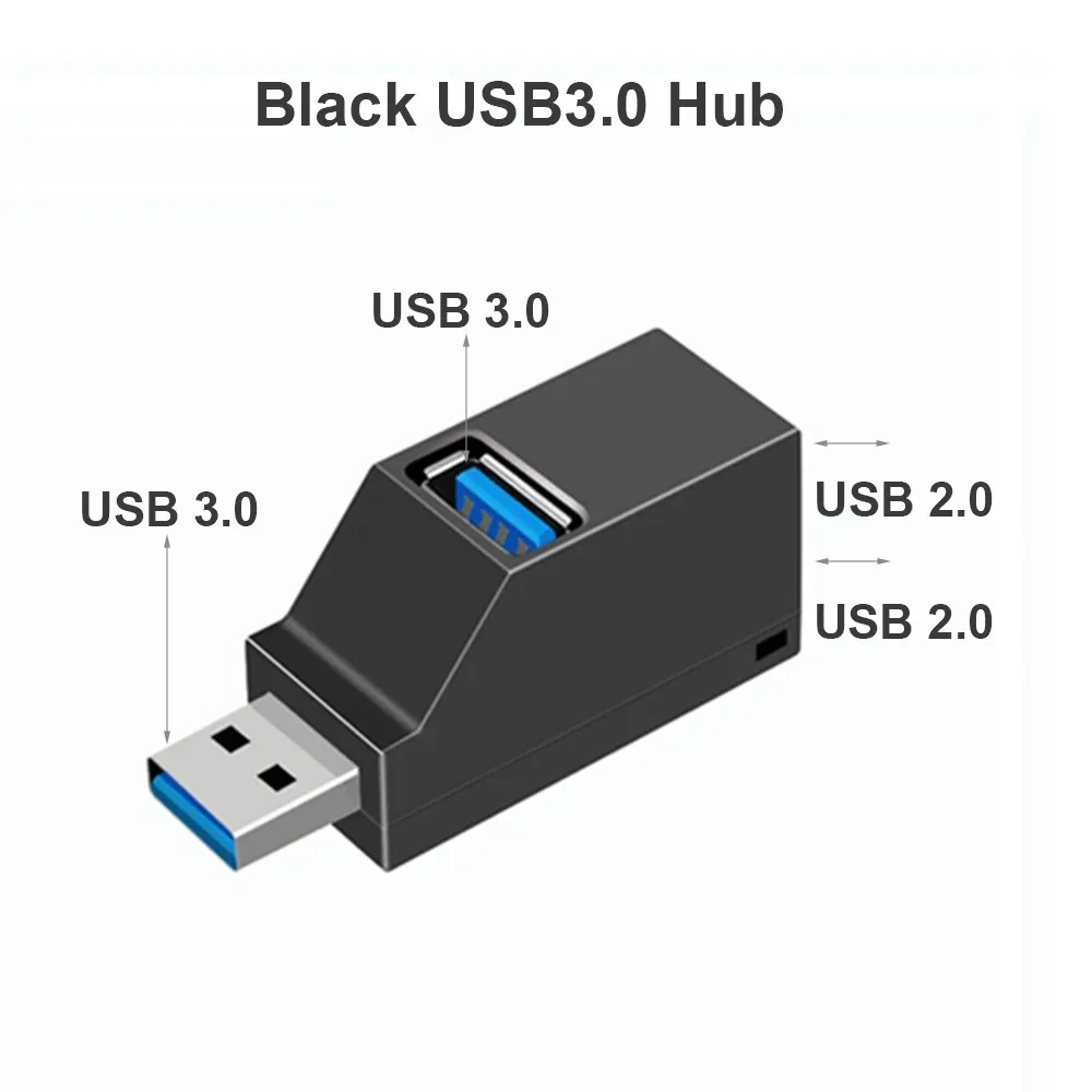 ミニUSB 2.0ハブエクステンダーアダプター,高速,データ転送,スプリッター,PC,ラップトップ用ドッキングステーション,3ポート,3.0