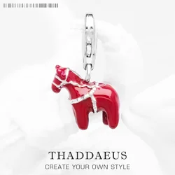 Dalarna cavallo fascino alla moda moda donna uomo gioielli argento Sterling 925 potere coraggio fedeltà braccialetto con ciondolo