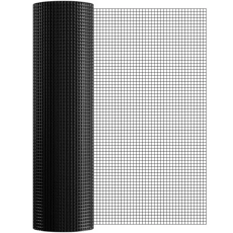 

Vinyl Coated Metal Mesh 36'' x 50' For Chicken Coops Rabbit Enclosures Garden Fencing 19 Gauge Galvanized Wire Grid Poultry Barrier Snake Protection Black Finish Outdoor Use