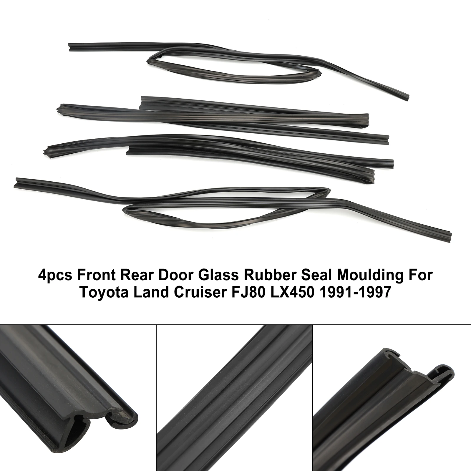 Artudatech 4pcs Door Glass Rubber Seal Moulding For Toyota Land Cruiser FJ80 LX450 91-1997 Car Accessories