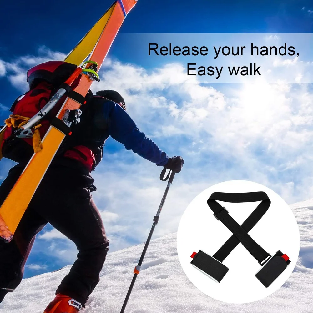 

Ski And Pole Carrier Straps Adjustable Shoulder With Cushioned Fastener Tape Strap Loop