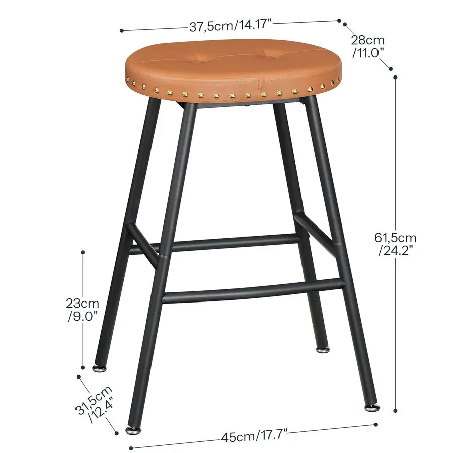 Bar Stools, Set of 2 Bar Chairs,Counter Height Stools,PUPadded Kitchen Counter Stools, Modern Backless Breakfast Stools for Kit