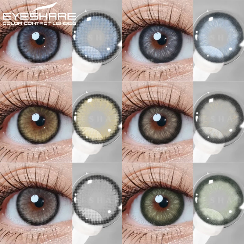 EYESHARE Farbkontaktlinsen, 2 Stück, farbiger Kontakt für Augen, braune Linsen, blaue Kontakte, jährlich, schönes Make-up, Augenkontaktlinsen