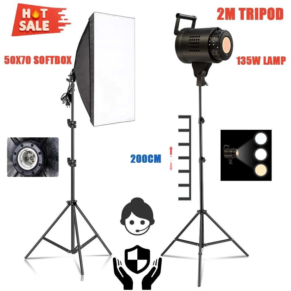 SH Softbox Photography Lighting Kit With E27 Bulb Bowens Lamp Tripod For Continuous Light System Photo Studio Portraits Shooting