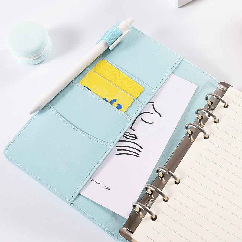 Macaroon Color A6/A5 PU Leather DIY Binder Notebook Cover Diary Agenda Planner Paper Cover School Stationery