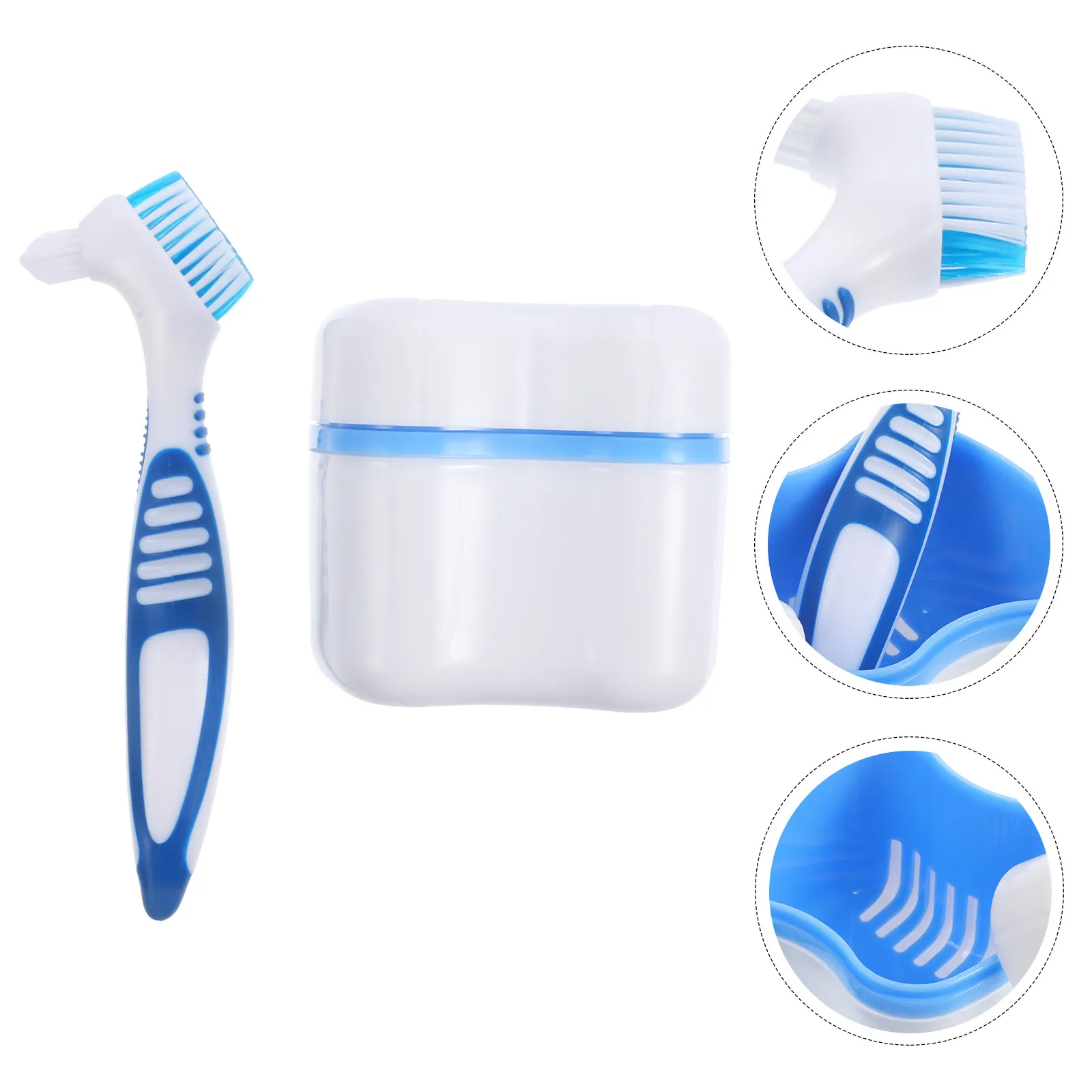 Denture Toothbrush Safe Environmentally Friendly Double Sided Cleaning Brush for False Teeth Portable Ergonomic Design Large