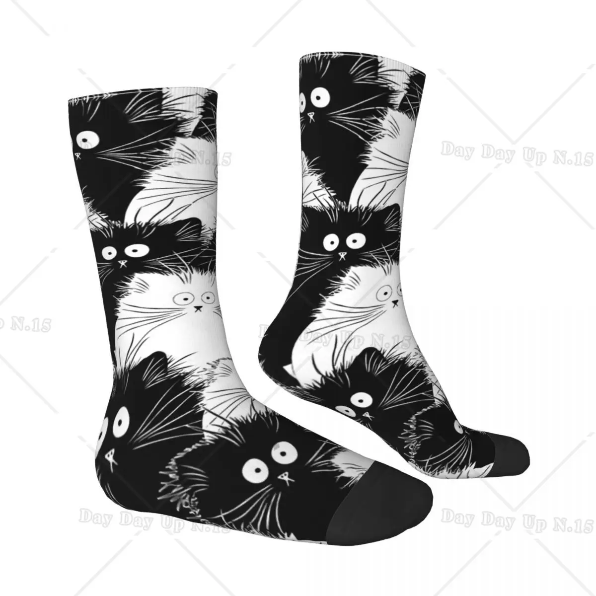 Cat Cute Kawaii Animal Aniamls Black White Pattern Unisex Winter Socks Running Happy Socks street style Crazy Sock