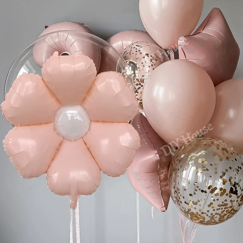 Rosa Gänseblümchen-Ballon, babyrosa Zahlen-/Herz-Folienballons für Mädchen, alles Gute zum Geburtstag, Party, Babyparty, Hochzeit, Party-Dekoration