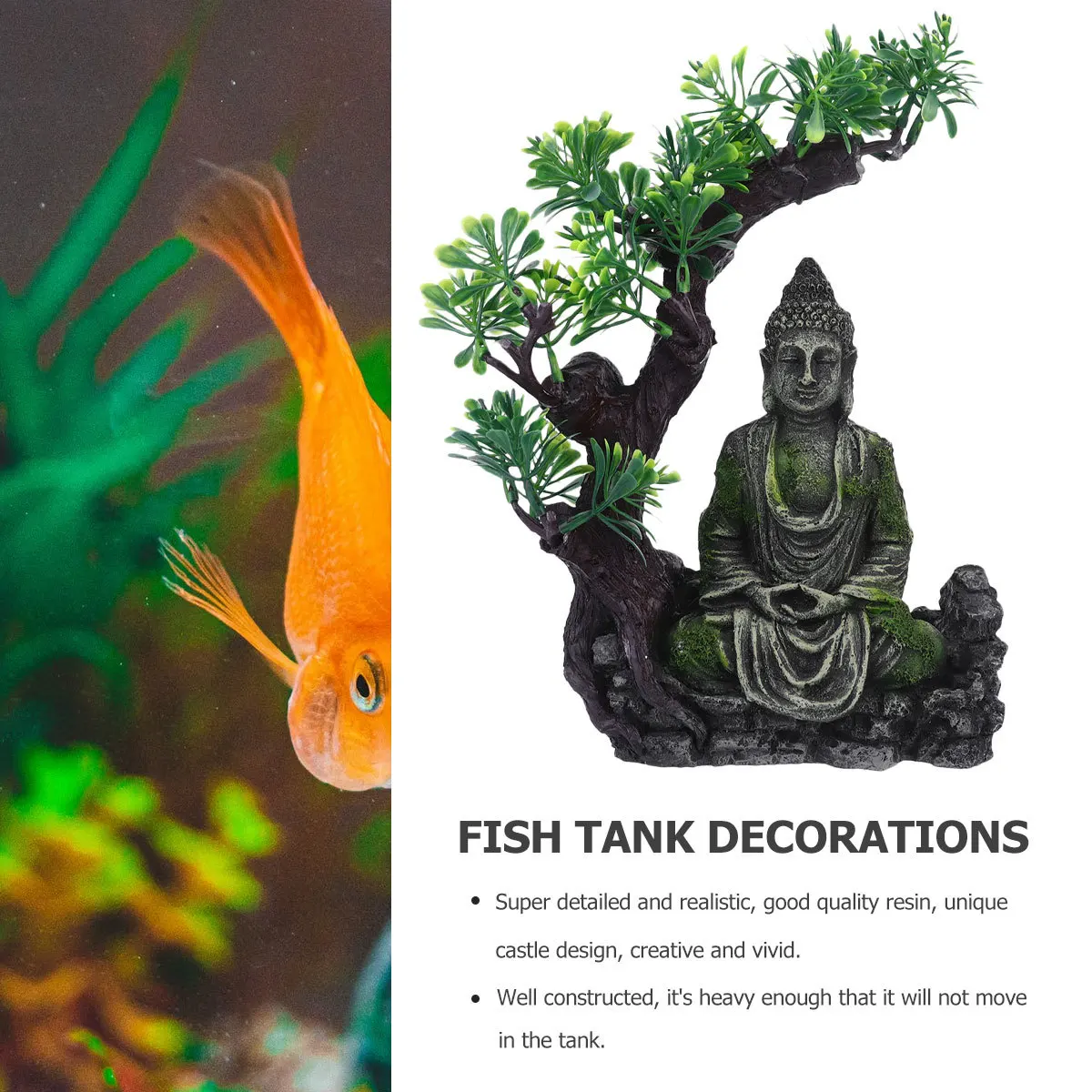 

Resin Buddha Statue Fish Tank Ornament Aquarium Decoration Creative Simulation Sculpture Cover Fish Tank