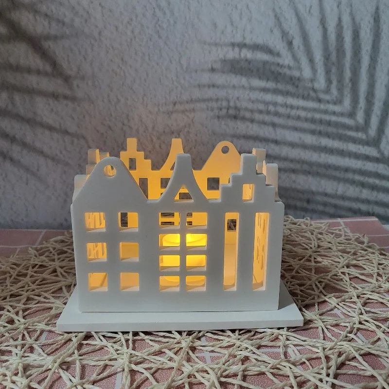 European House Silicone Mold Buildable Building Light House Mould DIY Cement Gypsum Clay Casting Epoxy Resin Mold Home Decor