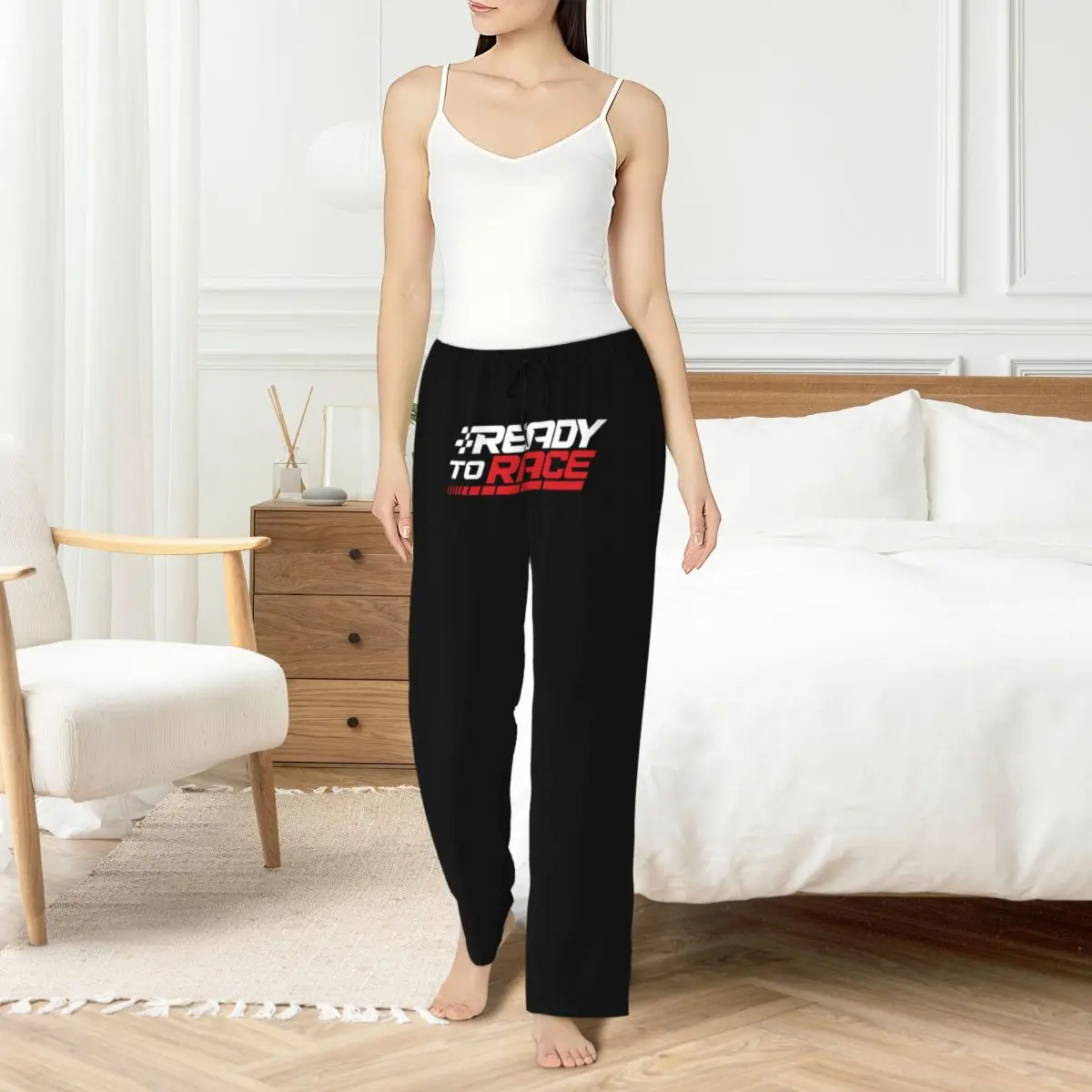 Custom Printed Ready To Race Pajama Pants Womens Motocross Bitumen Sleep Sleepwear Bottoms with Pockets