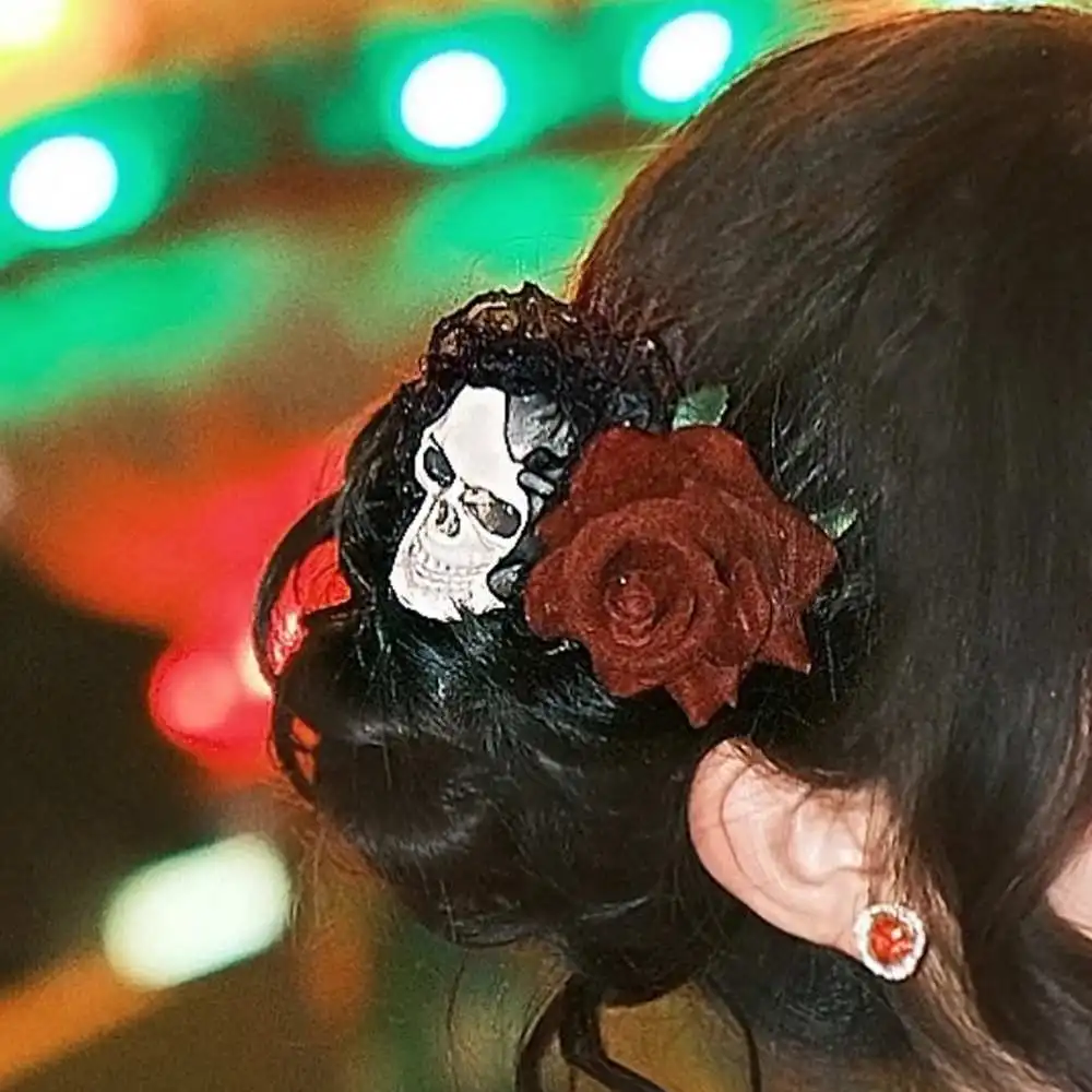 

Skull Retro Rose Hair Clip Cos Hair Accessories Lolita Punk Hairpin Halloween Party Gifts For Women Hair Accessories