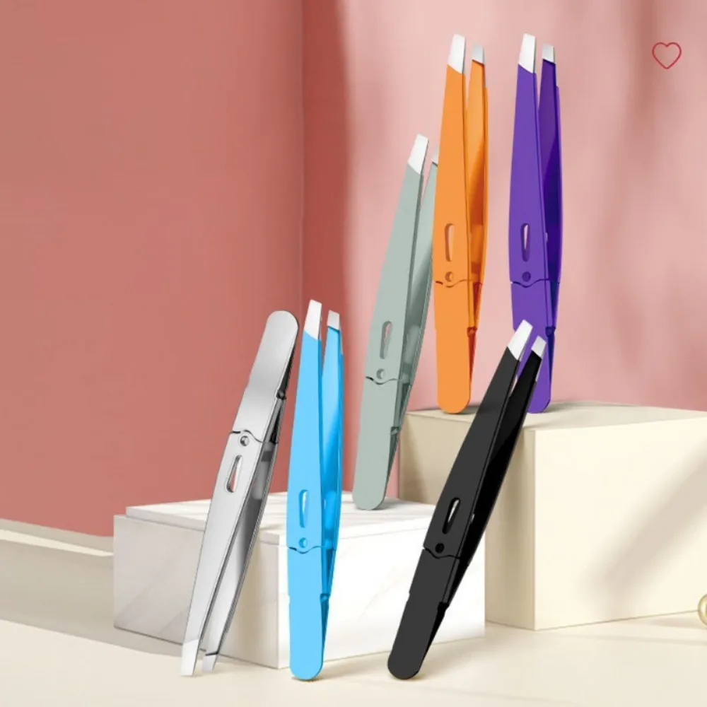 1pc multifuncional pinças de cílios postiços aço inoxidável portátil oblíquo sobrancelha barba aparar clipe ferramentas maquiagem