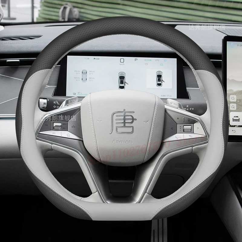 

For BYD Tang L Han L Tang L DM-i EV DMP 2025 Nappa Leather Steering Wheel Cover Non-slip Universal Car Interior Accessories