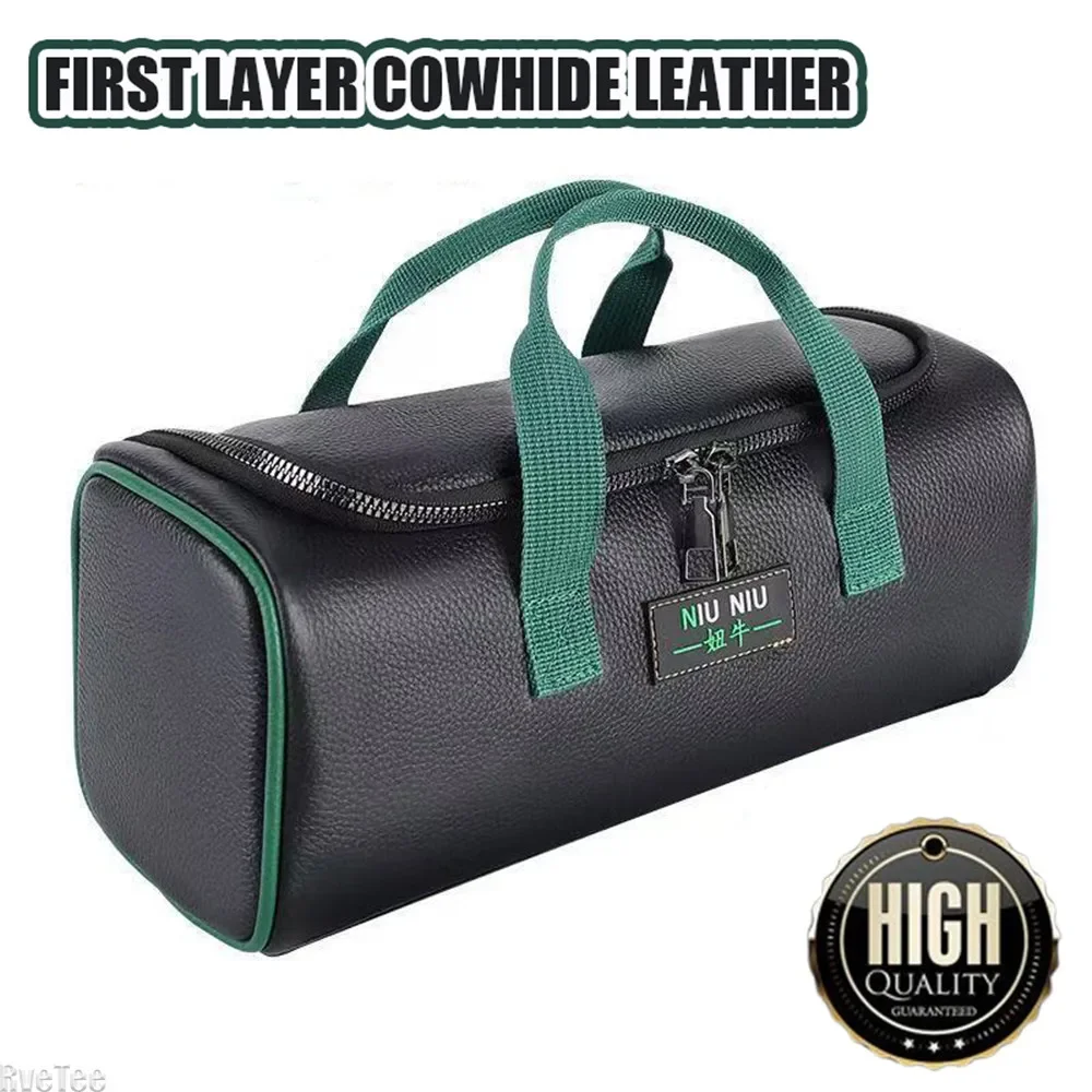 

Высококачественная портативная сумка для инструментов из воловьей кожи для электрика, органайзер для аппаратных инструментов, мужской подарок, домашний автомобильный портативный чехол для инструментов