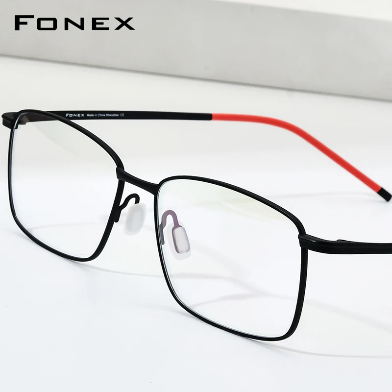 FONEX Pure Titanium Eyeglasses Frame Men Brand Design Square Glasses Full-Rim Ultralight High-Quality Japanese Eyewear 85705