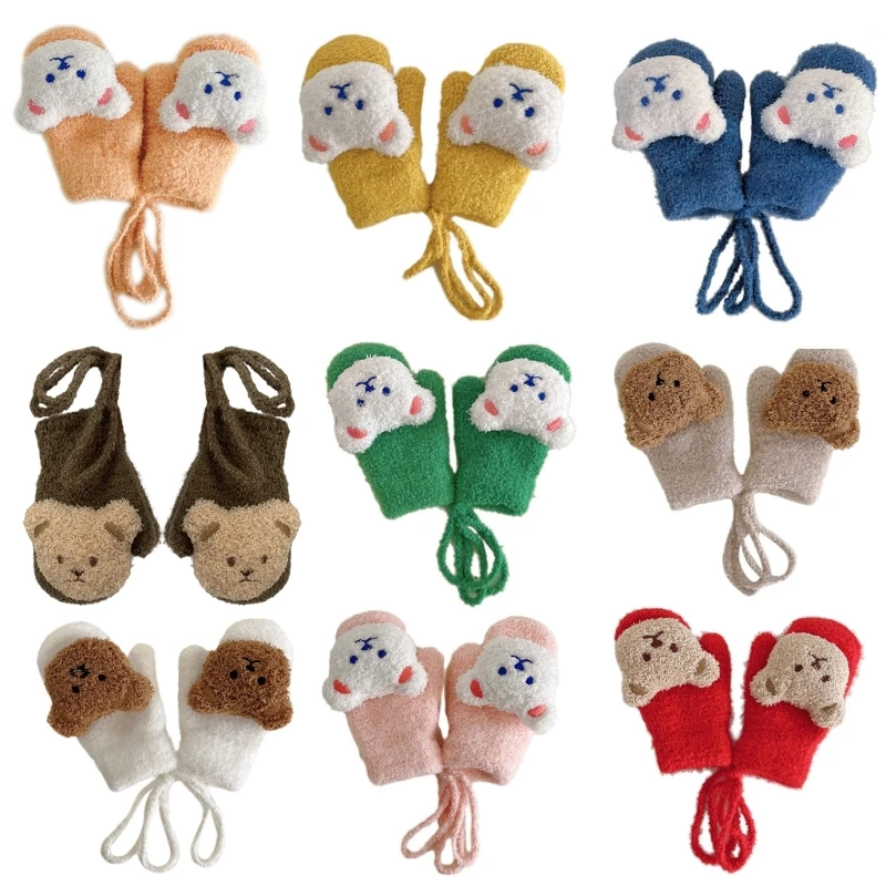 

Autumn Warm Gloves Knitted Mittens Cartoon Bear Gloves Boy Girls Winter Gloves