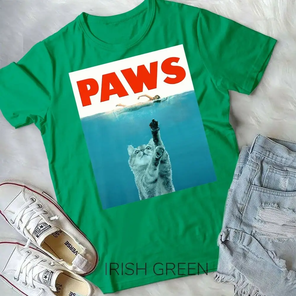 T-shirt unisexe Paws Kitten Meow, Parody Funny, Cat Lover Gifts, Form T-Shirt