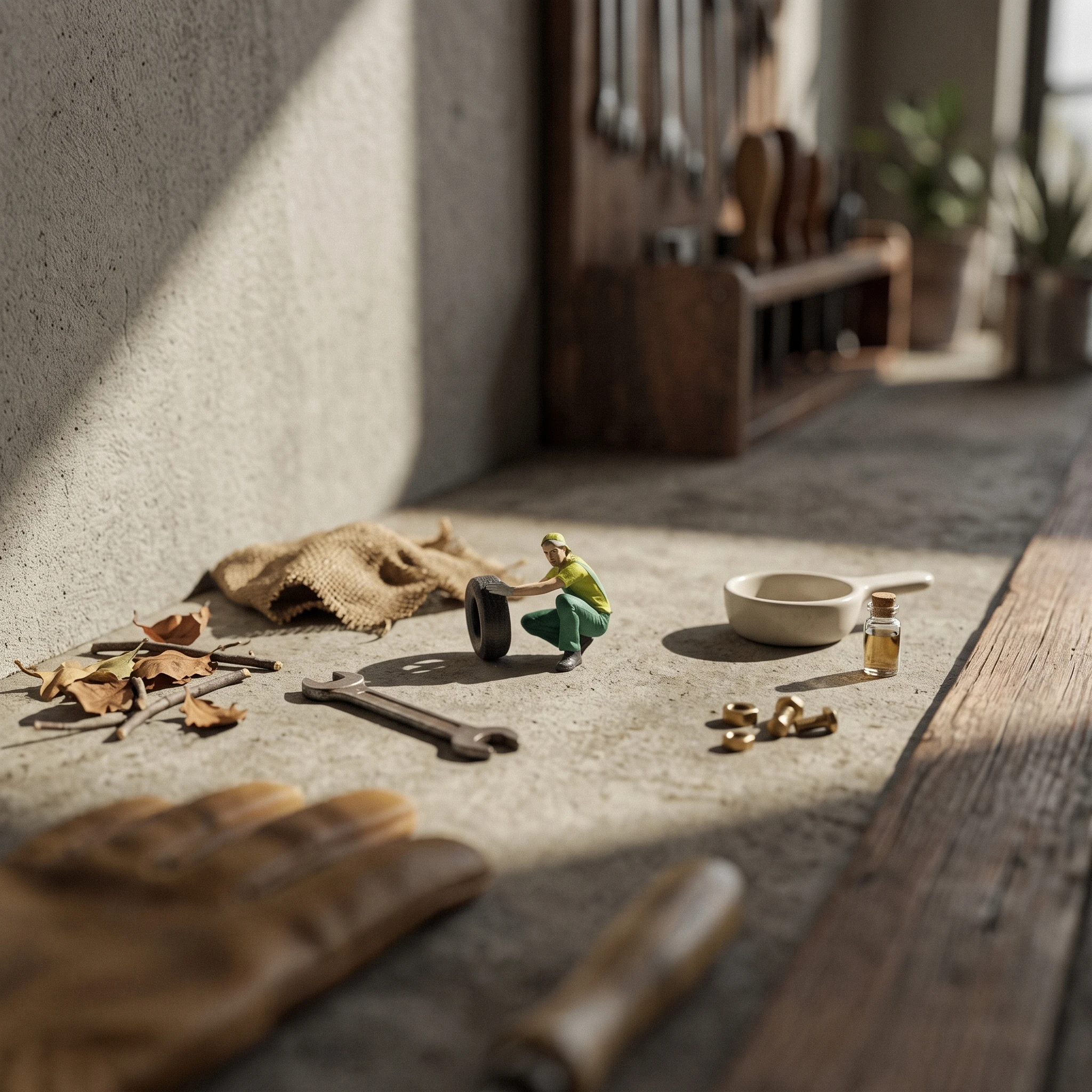 Miniature Repair Worker Sculpted 1/64 Scale Figure Diorama Figure Tiny Mechanic Figurine Compact for Hobbyists, Garage Scene