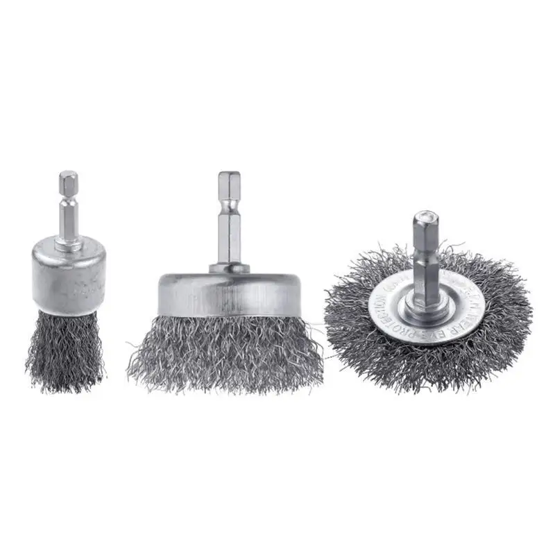 

652f 12pcs проволочная щетка для кисточки для бурильной колеса, чашка для кисти для ручки для буровой круглой горенной грубых