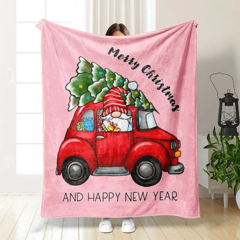 Merry Christmas Blankets Fleece Decoration Portable Ultra-Soft Throw Blanket for Home Car Plush Thin Quilt Blanket