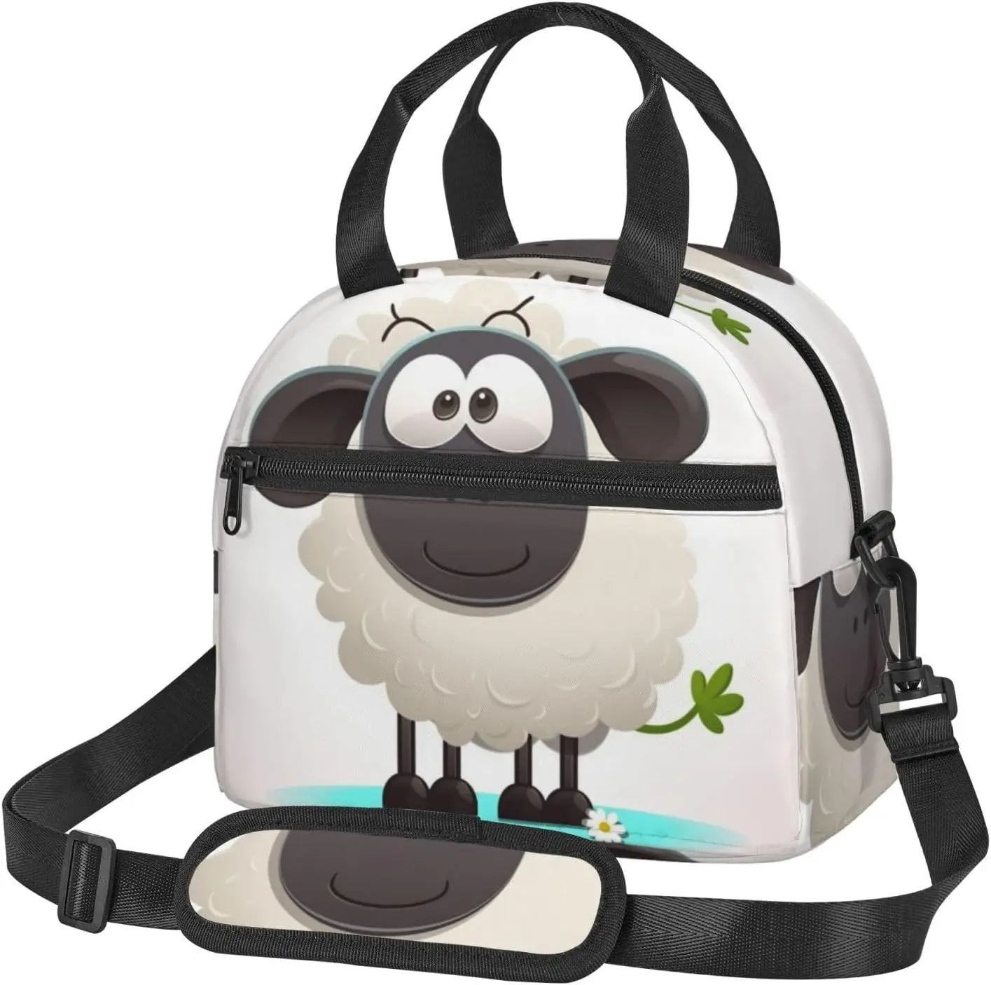 Sheep Print Lunch Box For Women Men Reusable Insulated Cooler Portable Lunch Tote Bag Large Capacity Lunch Container