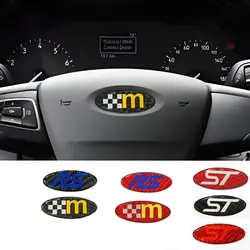 3D Carbon Fiber RS M ST LOGO Steering Wheel Badge Sticker Suitable For Ford focus ST RS MK1 MK2 MK3 MK4 Auto Accessories