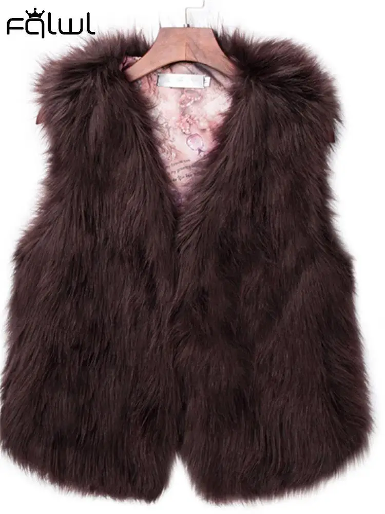 Habbris 2023 inverno nuove donne gilet di pelliccia moda femminile gilet in pelliccia di volpe sintetica FoatJackets addensato caldo capispalla senza maniche Top