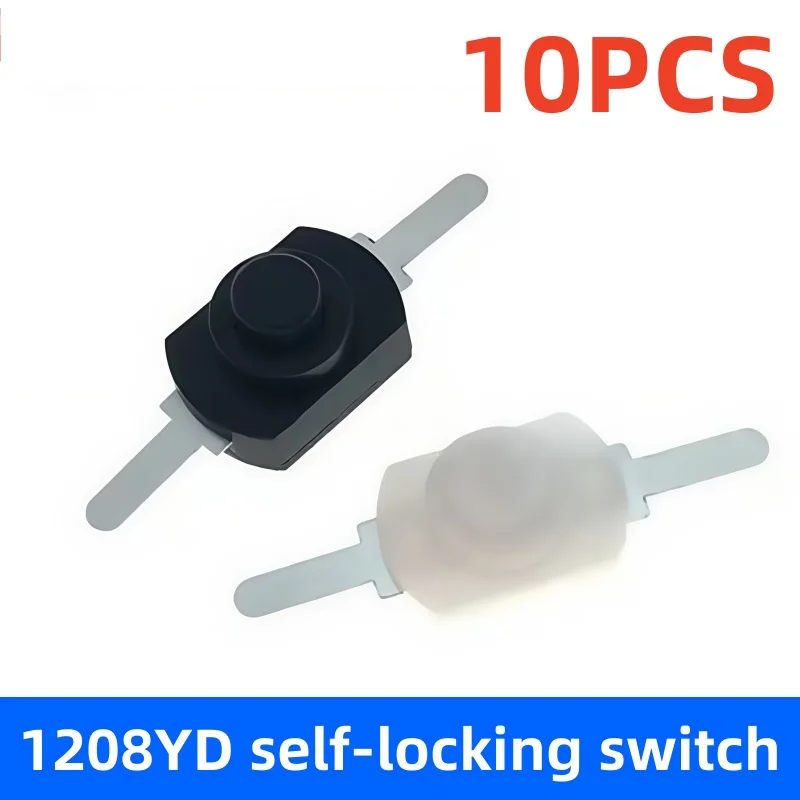 10Pcs 1208YD DC 1A/30V 12*8mm Balck/White Mini Push Button Switch for Electric Torch Self Locking ON-OFF