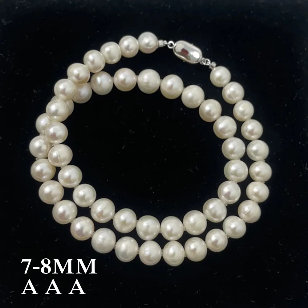 

AAA 925 Silver Color Clasp Natural Freshwater Pearl Necklace for Women 100% 8-9mm Potato Shaped Pearls Delicate Jewelry Necklace