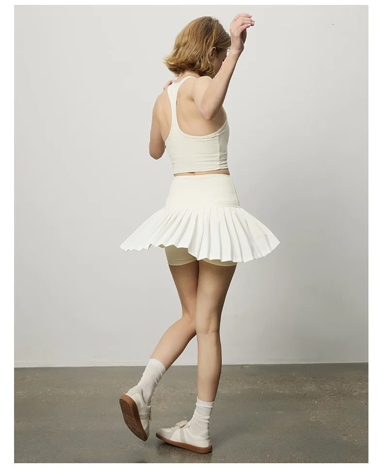 Women's Tennis Skirt with Bottom, Anti Shining Short Skirt, 3D Pleats, A Edition, Spring, Summer, New Product, 2022