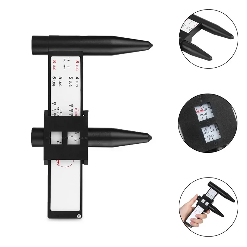 Wheel Rim Bolt Pattern Sliding PCD Measuring Tool Gauge Ruler 8 Holes PCD Ruler Lugs Hub Pitch Measurement Tool