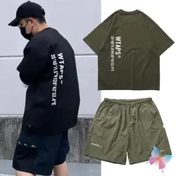 T-shirt Wtaps de rue japonais pour hommes et femmes, col rond, haut à manches courtes, coton imprimé lettre au dos, été, expédition rapide