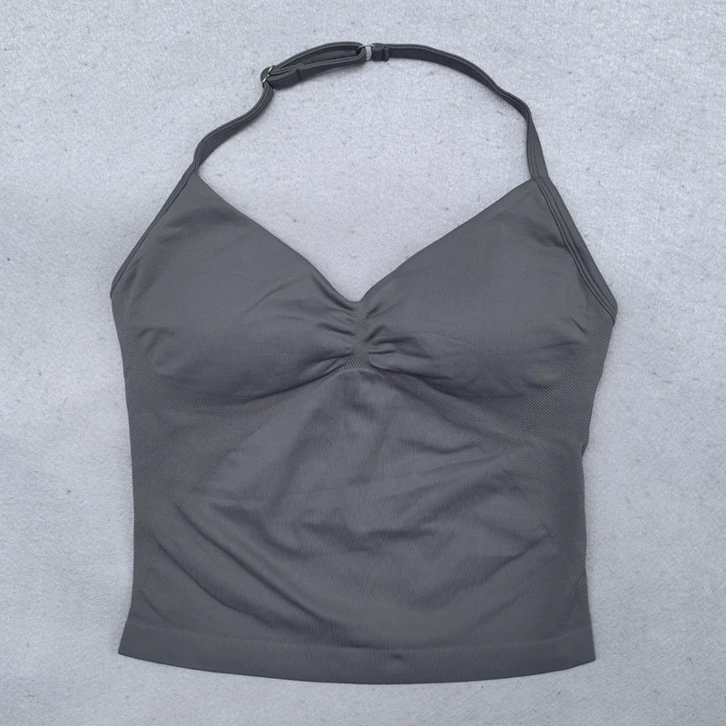 Verstellbares Sport-Träger-Top für Damen, rückenfrei, mit integriertem BH, Yoga-Kleidung, ärmellose Hemden, Workout-Outfits, Tank-Top – Detail 13
