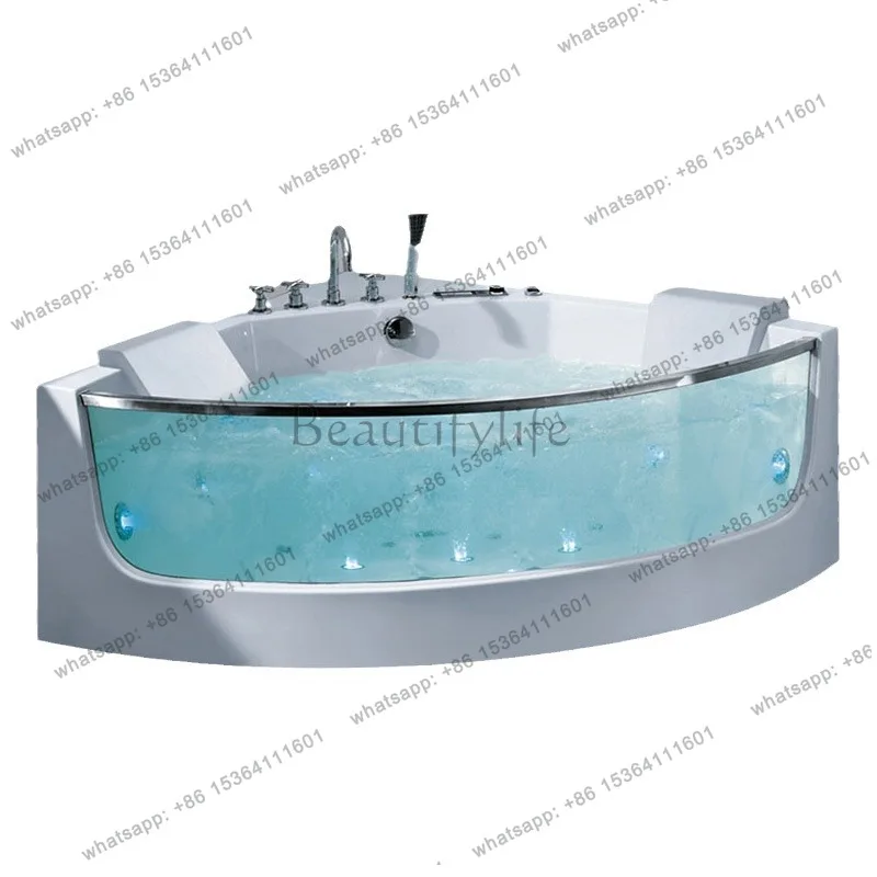 

Surfing massage vortex bathtub acrylic material light luxury luxury fan corner thermostatic bathtub